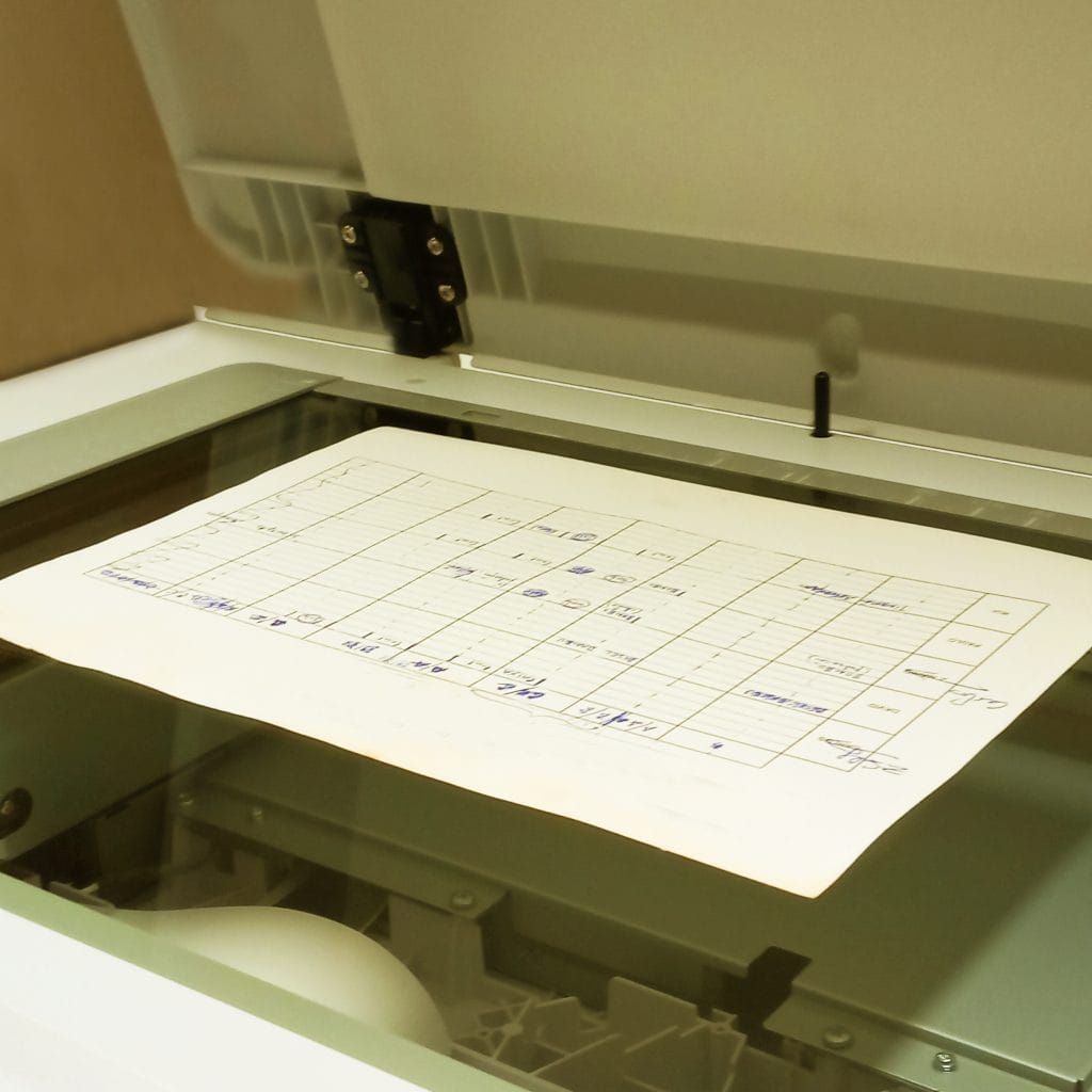 Documento a ser digitalizado num scanner